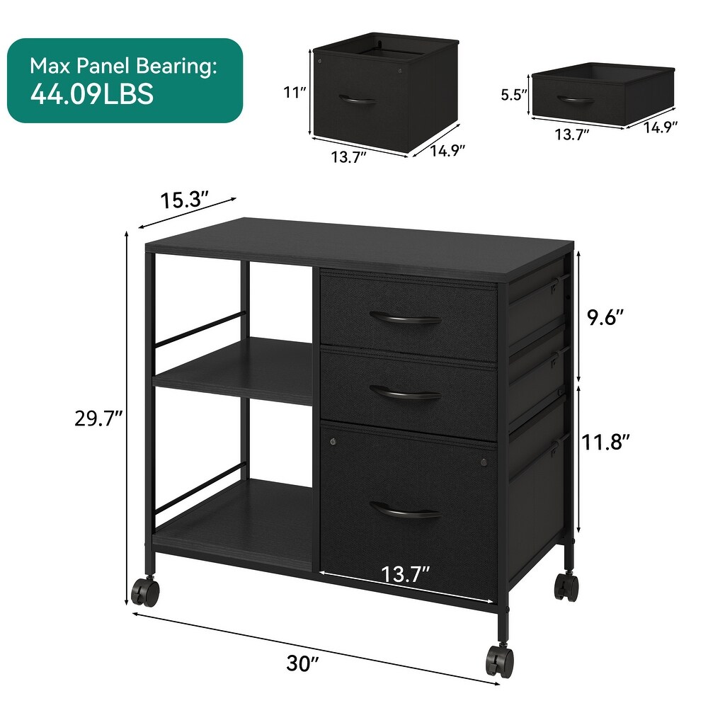 Modern 3 Drawer File Cabinet with 3 Shelves