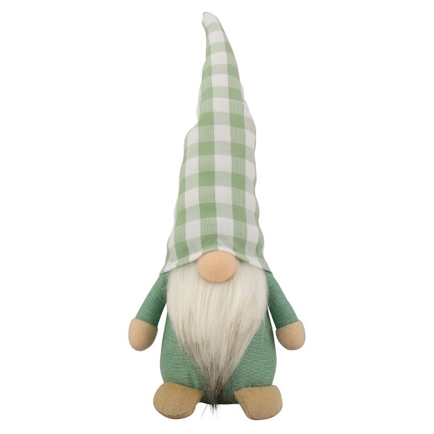 Spring Gnome With Green Plaid Hat