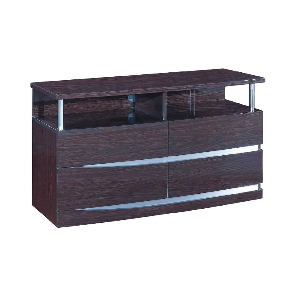 Contemporary Wood/ Metal Entertainment TV Stand