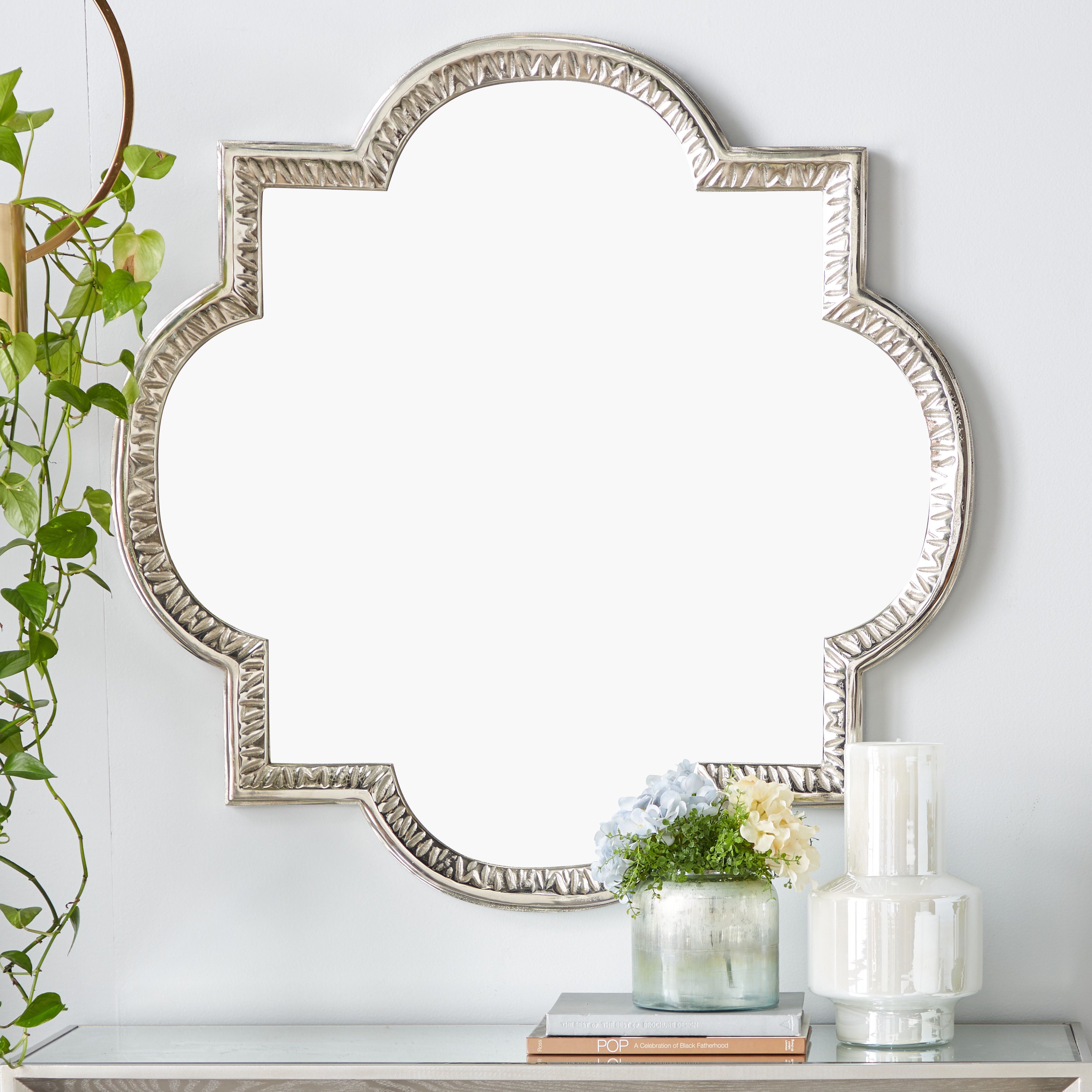 Grey Glam Aluminum Wall Mirror 40 x 40