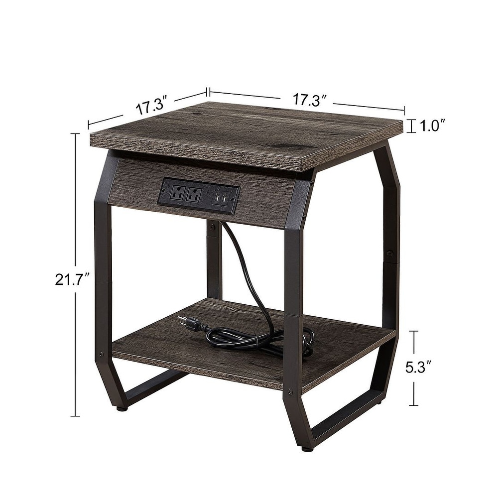 End Table with Charging Station Set of 2