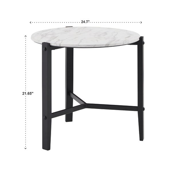 Teagan Round White Faux Marble Tables by iNSPIRE Q Modern