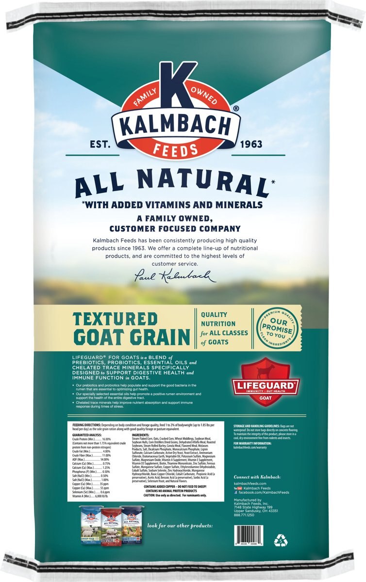 Kalmbach Feeds 16% Grain Goat Feed， 50-lb bag