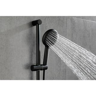 FORCLOVER 3-Spray Patterns 4.9 in. Wall Mount Handheld Shower Head with 28 in. Adjustable Slide Bar and 59 in. Hose in Matte Black HE-301MB