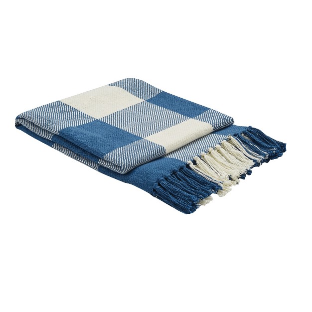 Park Designs Buffalo Check Throw China Blue