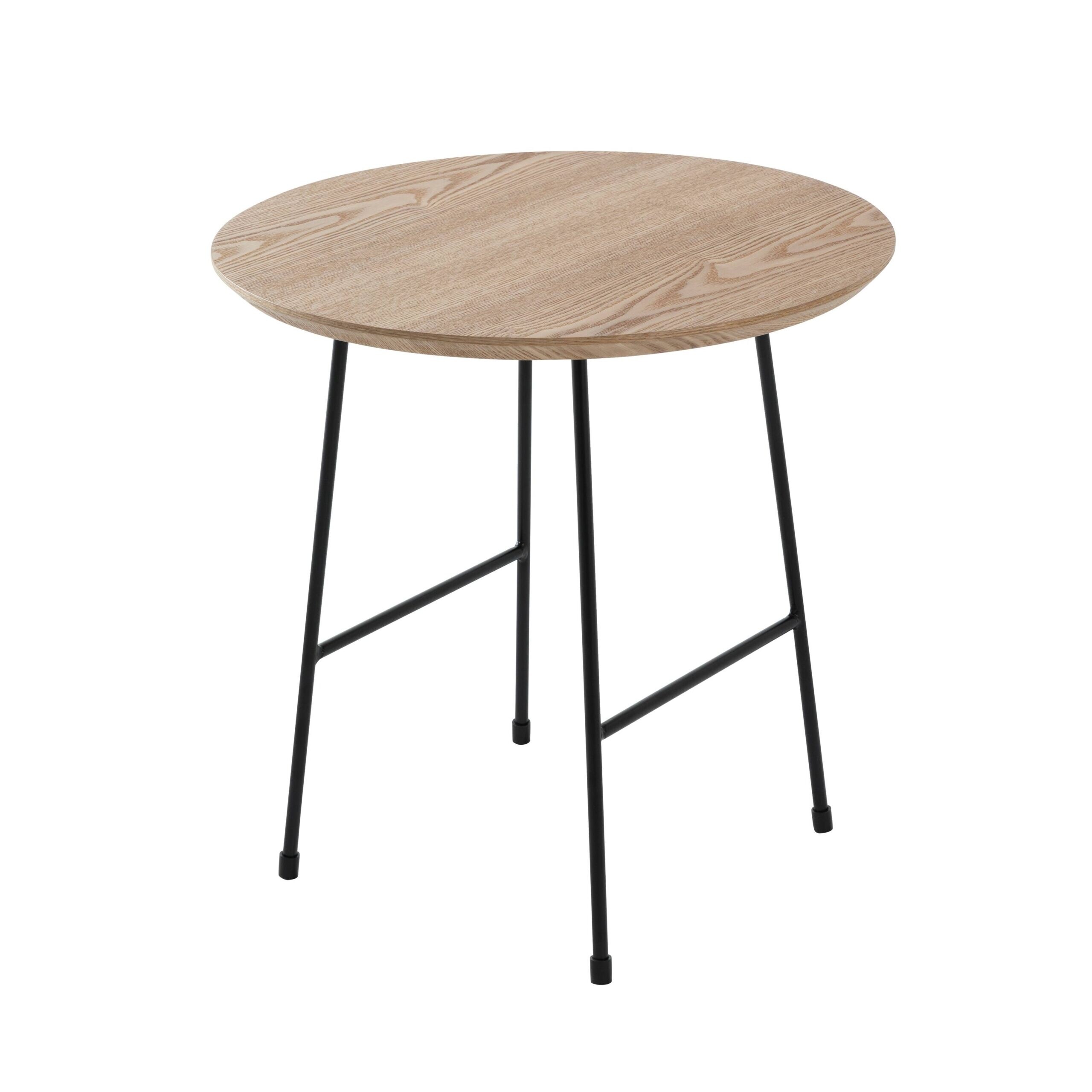 LeisureMod Rossmore Modern Round Side Table With Black Steel Frame - 19.7