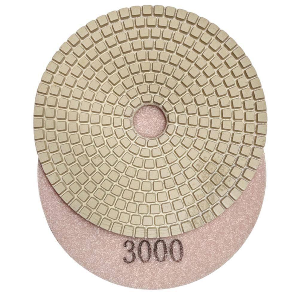 EDiamondTools 4 in. White Resin Polishing Pad Set (5010020040080015003000 Grit Metal Backing Pad) for Granite Marble Concrete RWS4512481530A4BP_THD