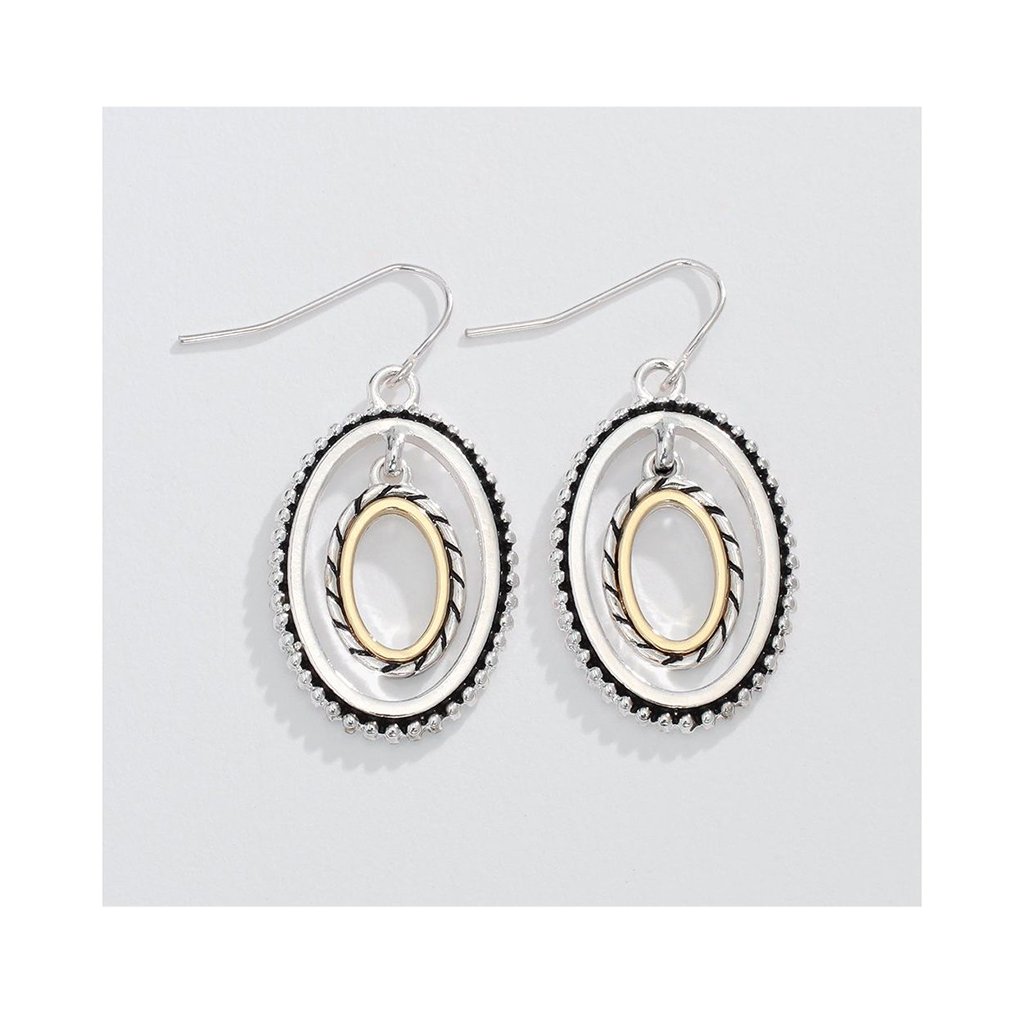 Periwinkle by Barlow  Roped Two-Tone Oval Dangles - Earrings