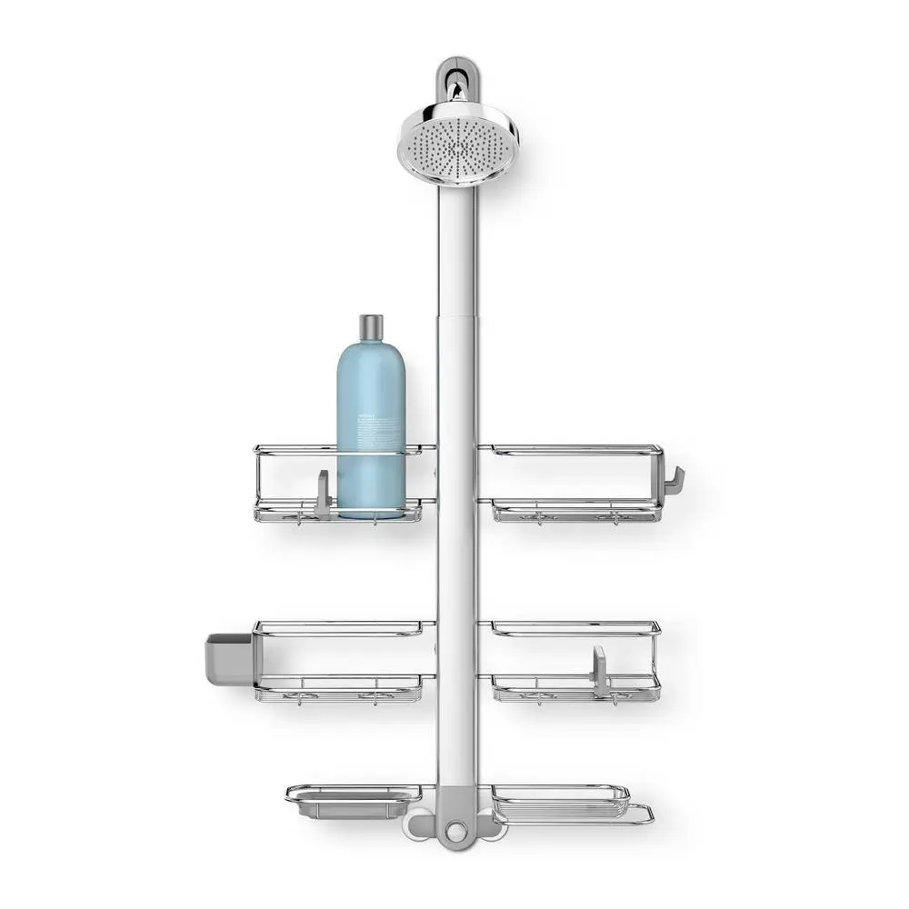 simplehuman 3-Tier Adjustable Shower Caddy XL in Stainless Steel and Anodized Aluminum
