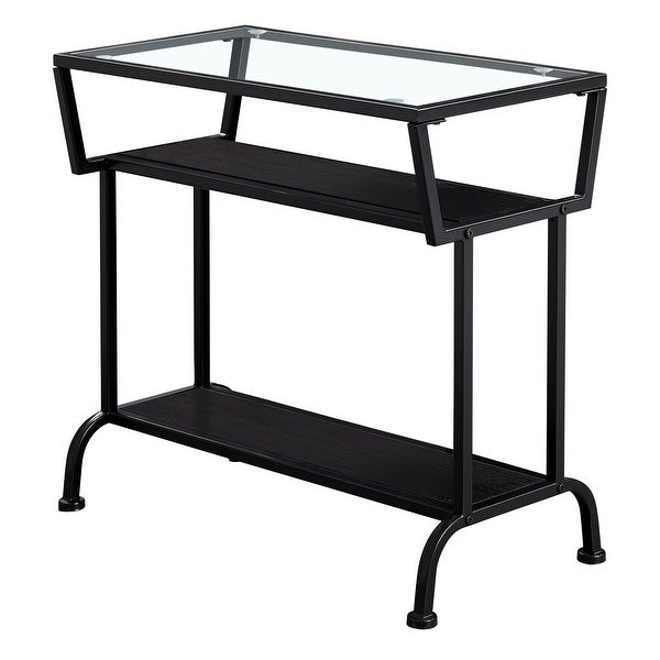 Cappuccino Black Metal 22nch Accent Table w/ Tempered Glass - 24 L x 12 W x 22 H Inches