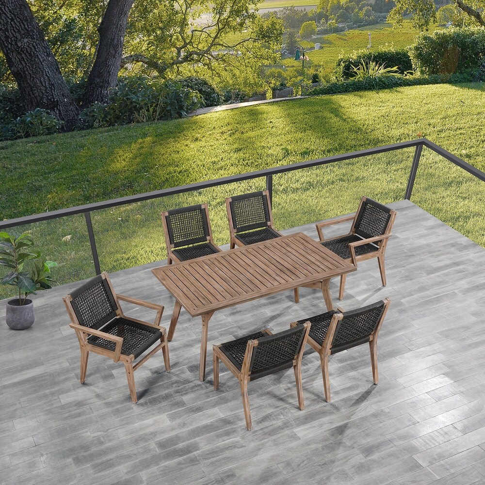 Ove Decors Quinn Patio 7 Piece Dining Set in Wood Look Brown Finish