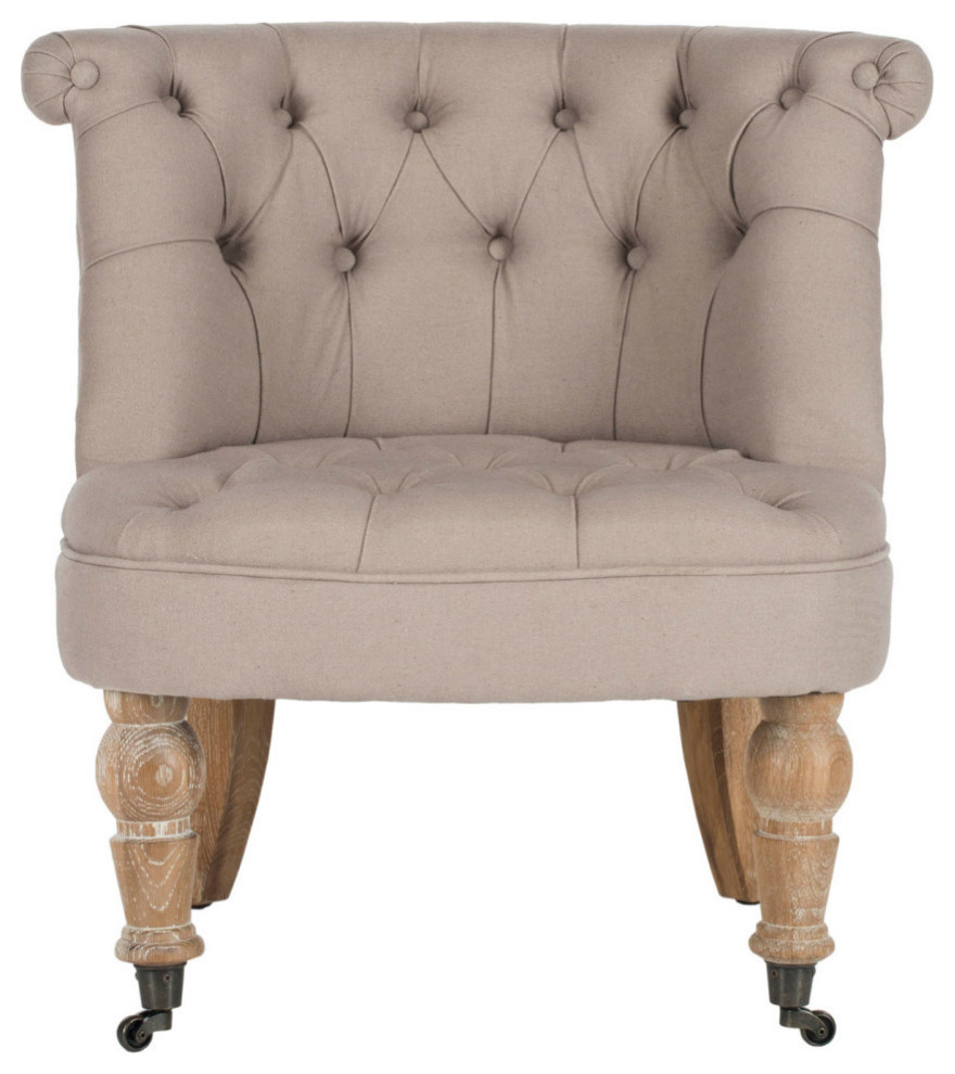 Roland Tufted Chair  Taupe   French Country   Armchairs And Accent Chairs   by Rustic Home Furniture Deco  Houzz