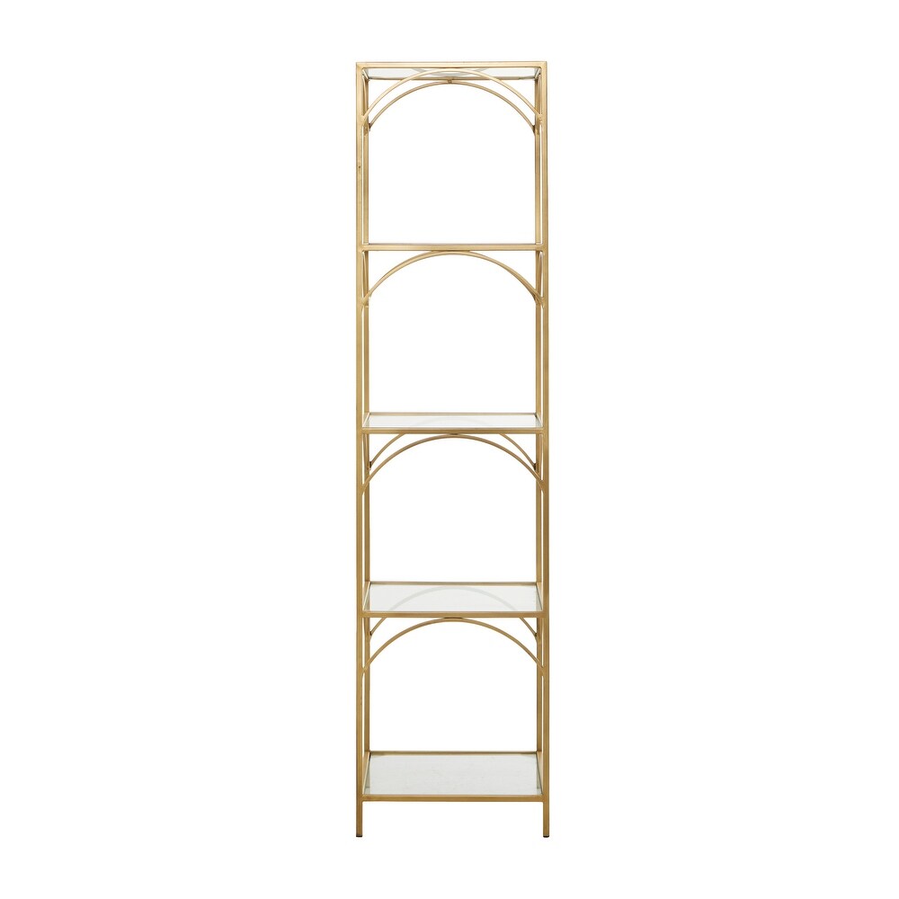 Gold Metal 5 Shelves Shelving Unit   56 x 14 x 14