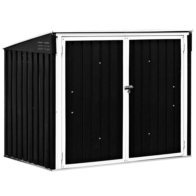 6 x 3 FT Horizontal Metal Storage Shed Outdoor Garbage Bin Enclosure, Multi-function Storage Cabinet for Garden Yard