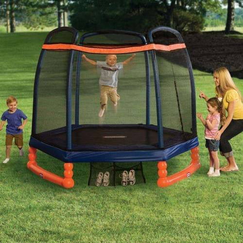 Little Tikes 7-Foot Trampoline， with Enclosure， Blue/Orange