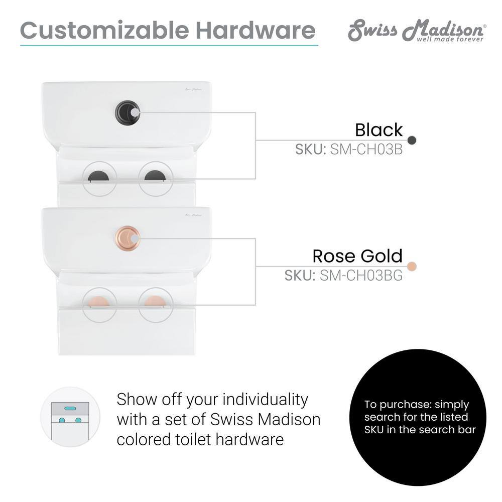 Swiss Madison Piazza One-Piece 1.11.6 GPF Dual Flush Square Toilet in Glossy White Seat Included SM-1T256HD