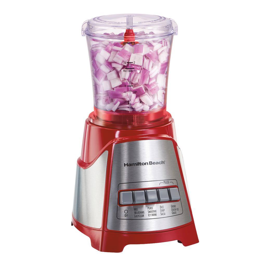 Hamilton Beach 40 oz. 3-Speed Red Countertop Blender and Chopper 58144