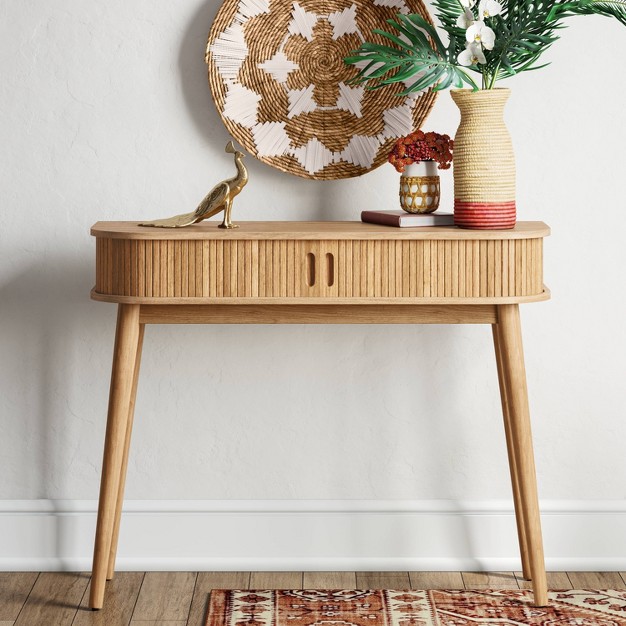 Adelpha Console Table With Sliding Doors Natural