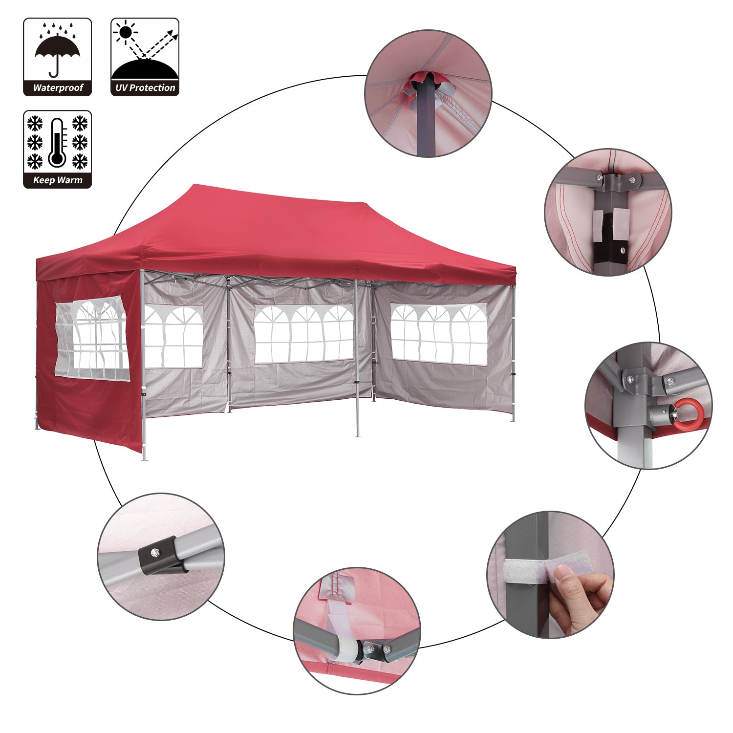 Ainfox 20' x 10' Red Instant Outdoor Canopie