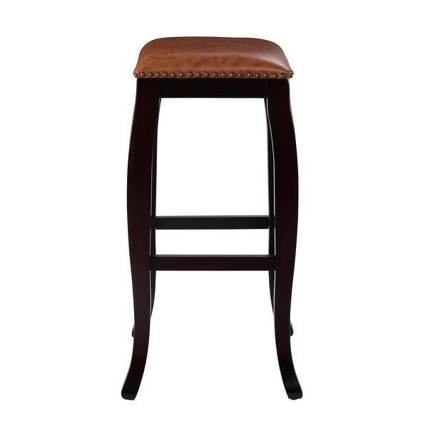 Pinnacle Caramel Faux Leather Backless Square Bar Stool. - N/A