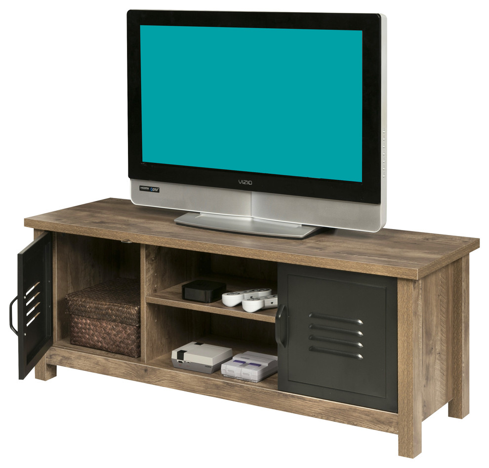 Norwood Range TV Stand Entertainment Center  Wood And Black Metal   Industrial   Entertainment Centers And Tv Stands   by Comfort Products  Houzz