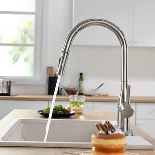 ruiling Single-Handle Infrared Pull-Down Sprayer Kitchen Faucet with 2-Spray Mode in Stainless Steel Silver ATK-139