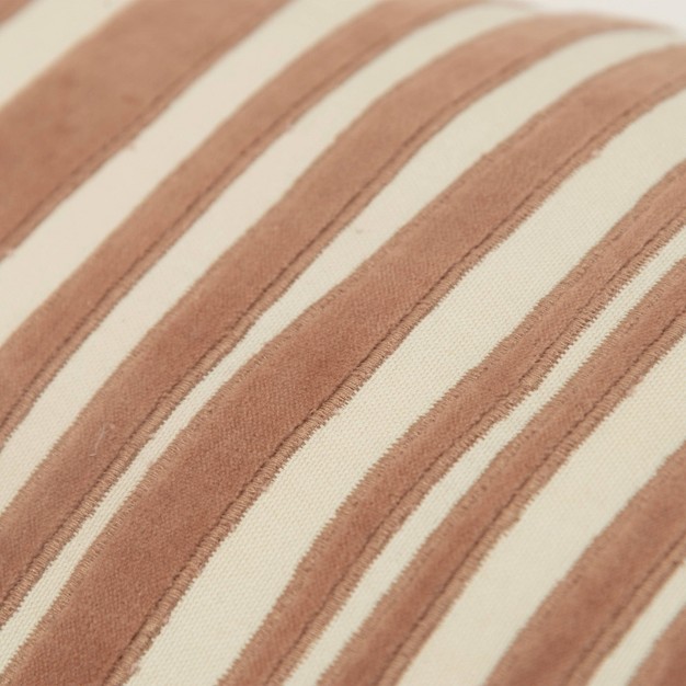 Oversized Striped Poly Filled Lumbar Throw Pillow Tan Rizzy Home