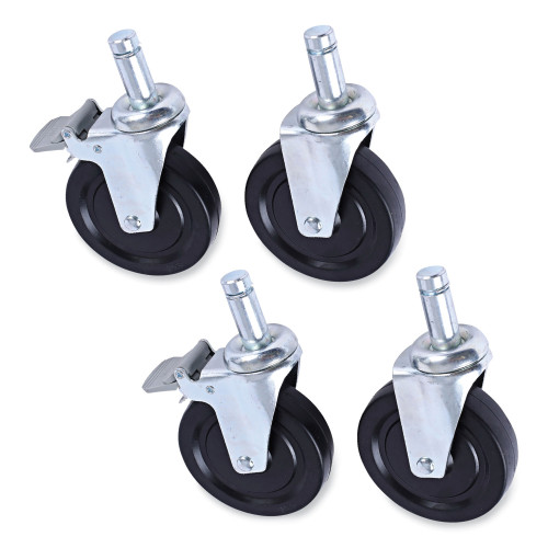 Alera Optional Casters For Wire Shelving， 600 lbs/Caster， Gray， 4/Set (SW590004)