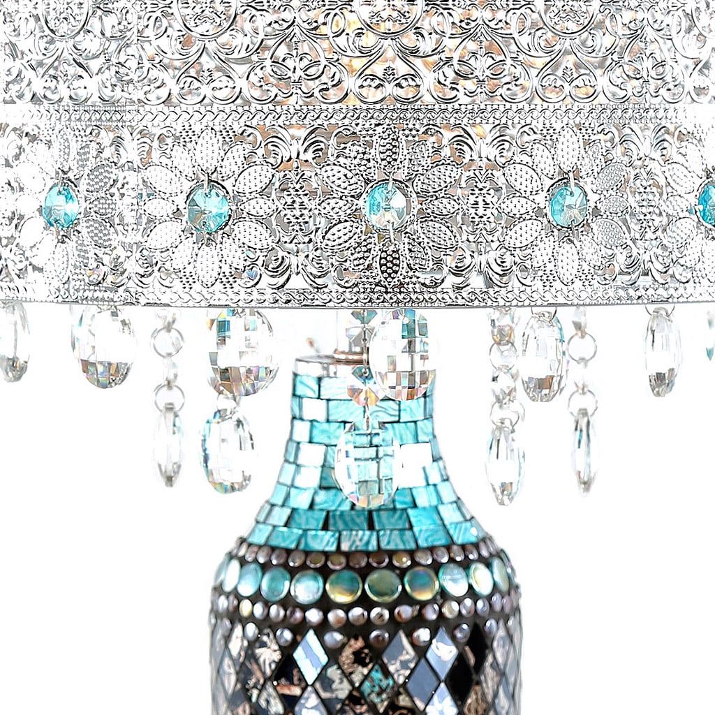 River of Goods Gracie's Crystal Table Lamp- Turquoise