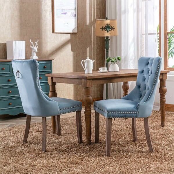 2Pcs High-end Tufted Velvet Dining Chair