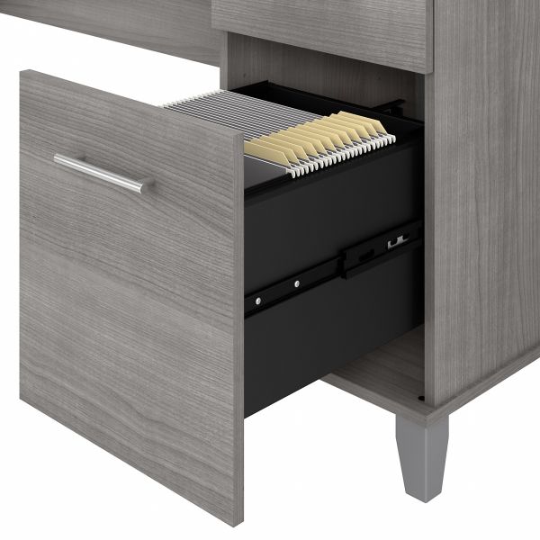 Bush Furniture Somerset 72W L Shaped Desk with Hutch and 5 Shelf Bookcase in Platinum Gray