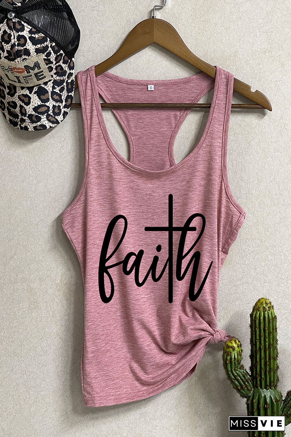 Faith Printed Sleeveless Tank Top Wholesale