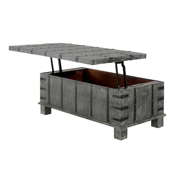 Santiago Rustic Lift Top Coffee Table With Hidden Storage Weathered Gray Finish Treasure Trove Accents