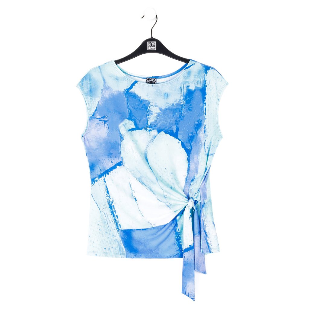 Clara Sunwoo  Cap Sleeve Side Tie Top in Water Splash - Assorted by size