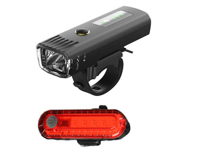 German Standard Usb Rechargeable Waterproof Bicycle Headlight-front Light+056 Tail Light (one Pack)