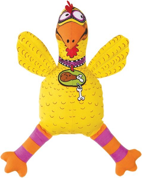 Fat Cat Floppability Barnyard Bullies Squeaky Dog Toy， Suspicious Chicken