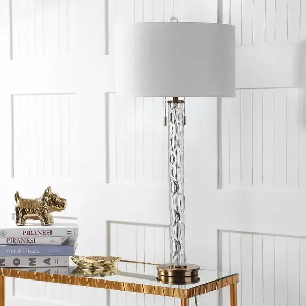 SAFAVIEH Lighting 37-inch Rayna Crystal/ Gold LED Table Lamp