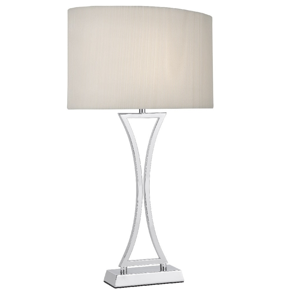 Britalia BROPO4150 Polished Chrome Modern Concave Table Lamp with Cream Oval Shade