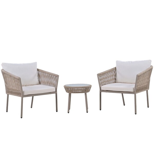 3 Pieces Patio Furniture Set Outdoor Patio Conversation Set Bistro Set Modern Porch Furniture Lawn Chairs with Coffee Table - Overstock - 37283737