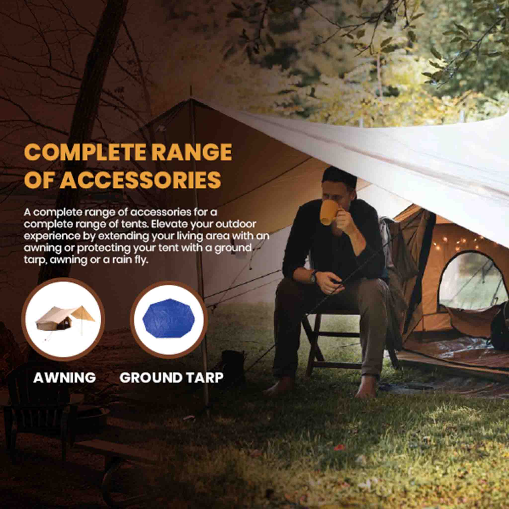 WHITEDUCK Avalon Canvas Bell Tent - Luxury All Season Tent for Camping and Glamping Made from Premium and Breathable 100% Cotton Canvas w/Stove Jack， Mesh