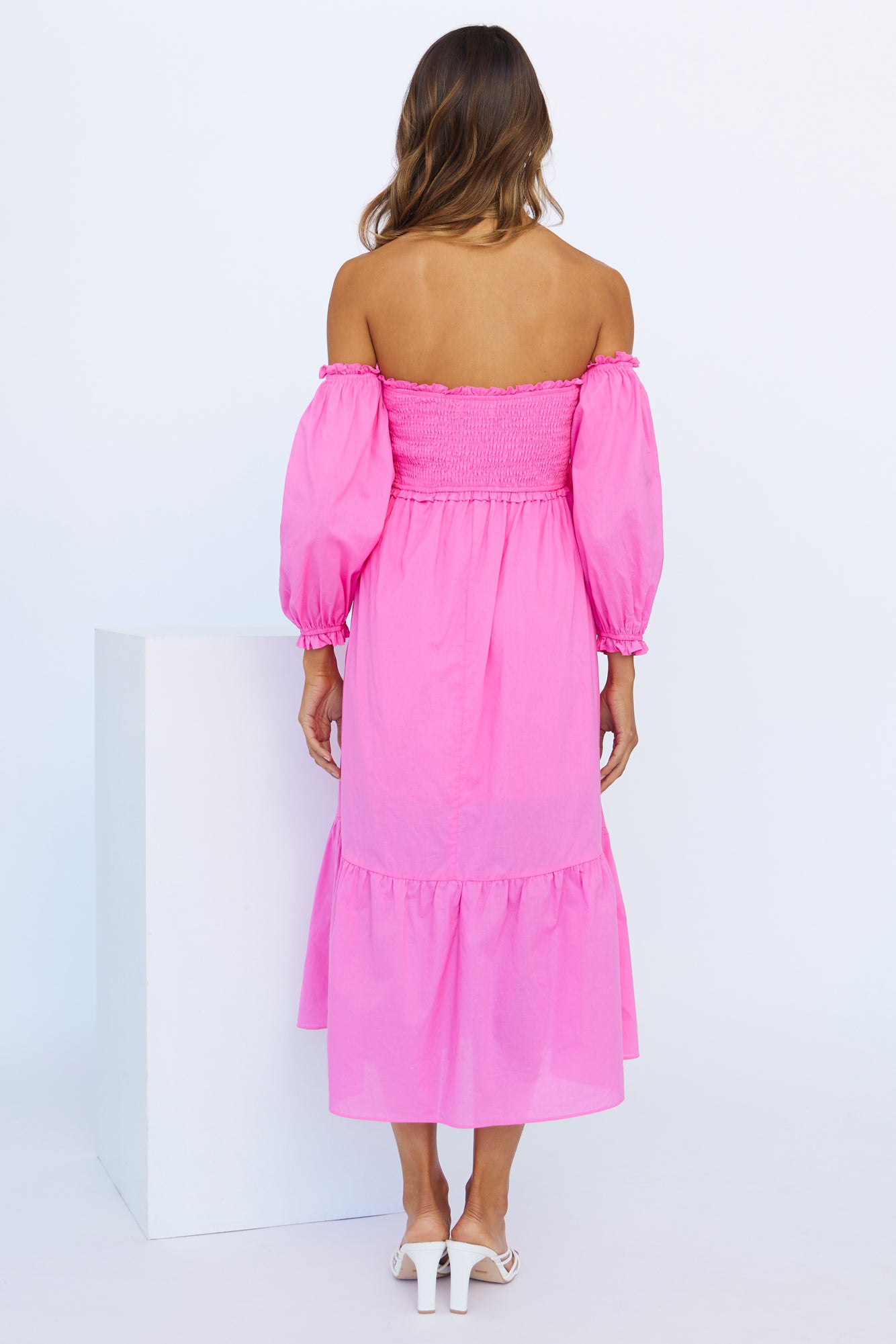 Kiss Me At Sunset Midi Dress Hot Pink