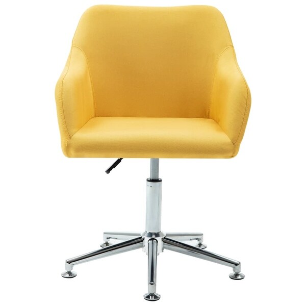 Swivel Dining Chair Yellow Fabric