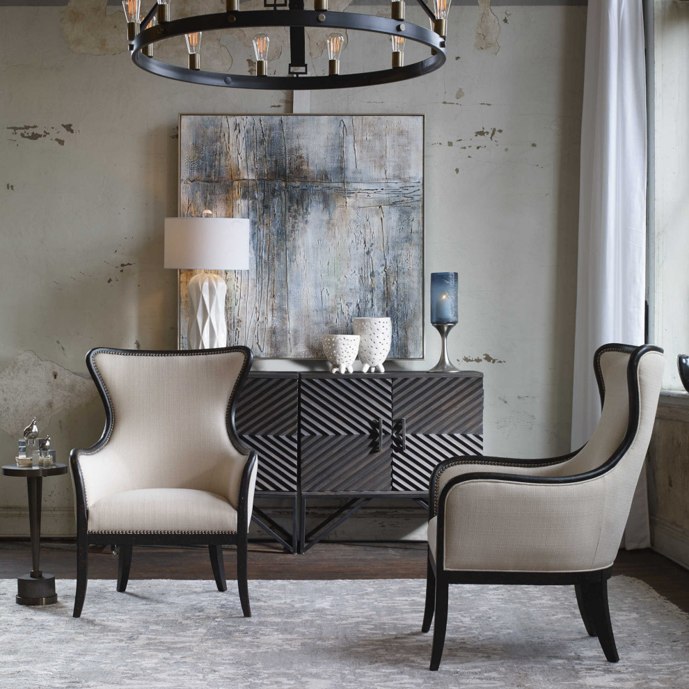 Elegant Black and White Curved Armchair   Transitional   Armchairs And Accent Chairs   by My Swanky Home  Houzz