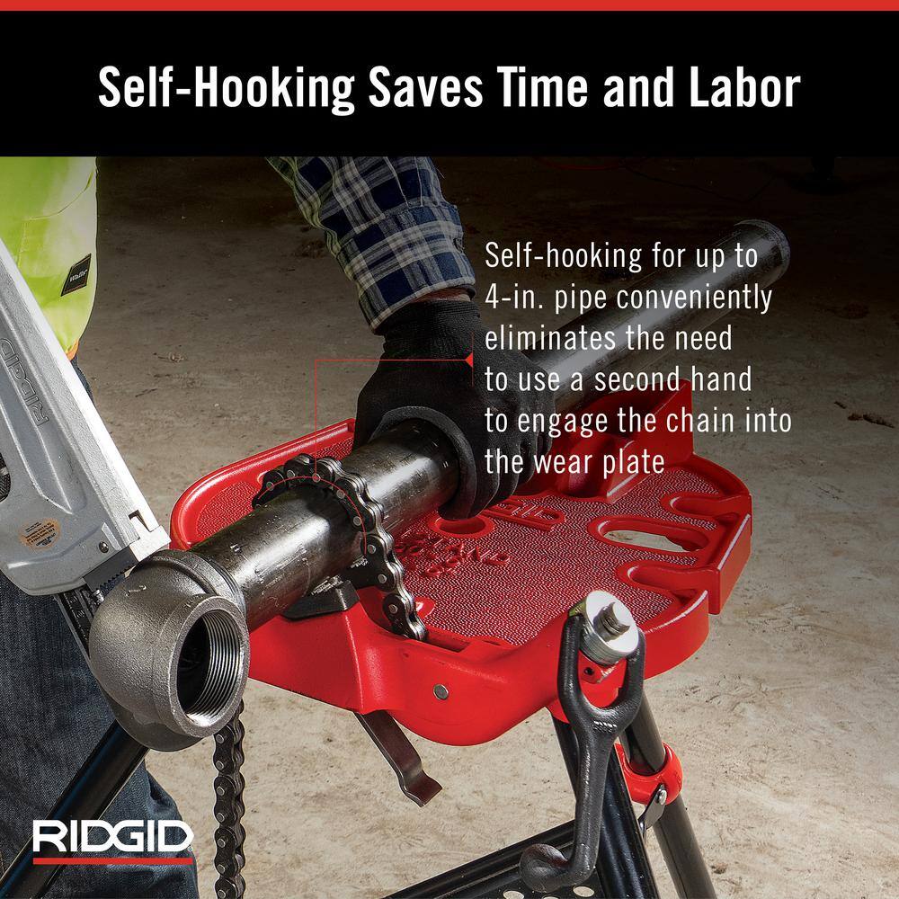 RIDGID 18 in. to 6 in. Pipe Capacity Portable TriStand Chain Vise with Integral Folding Legs  Tool Tray Model 460-A 36273