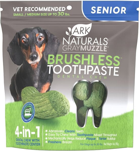 Ark Naturals Gray Muzzle Brushless Toothpaste Small/Medium Senior Dental Dog Treats