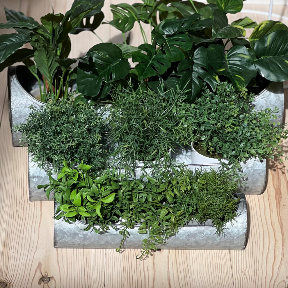 3 Piece Trough Planter Set   Farmhouse   Outdoor Pots And Planters   by Whole House Worlds  Houzz