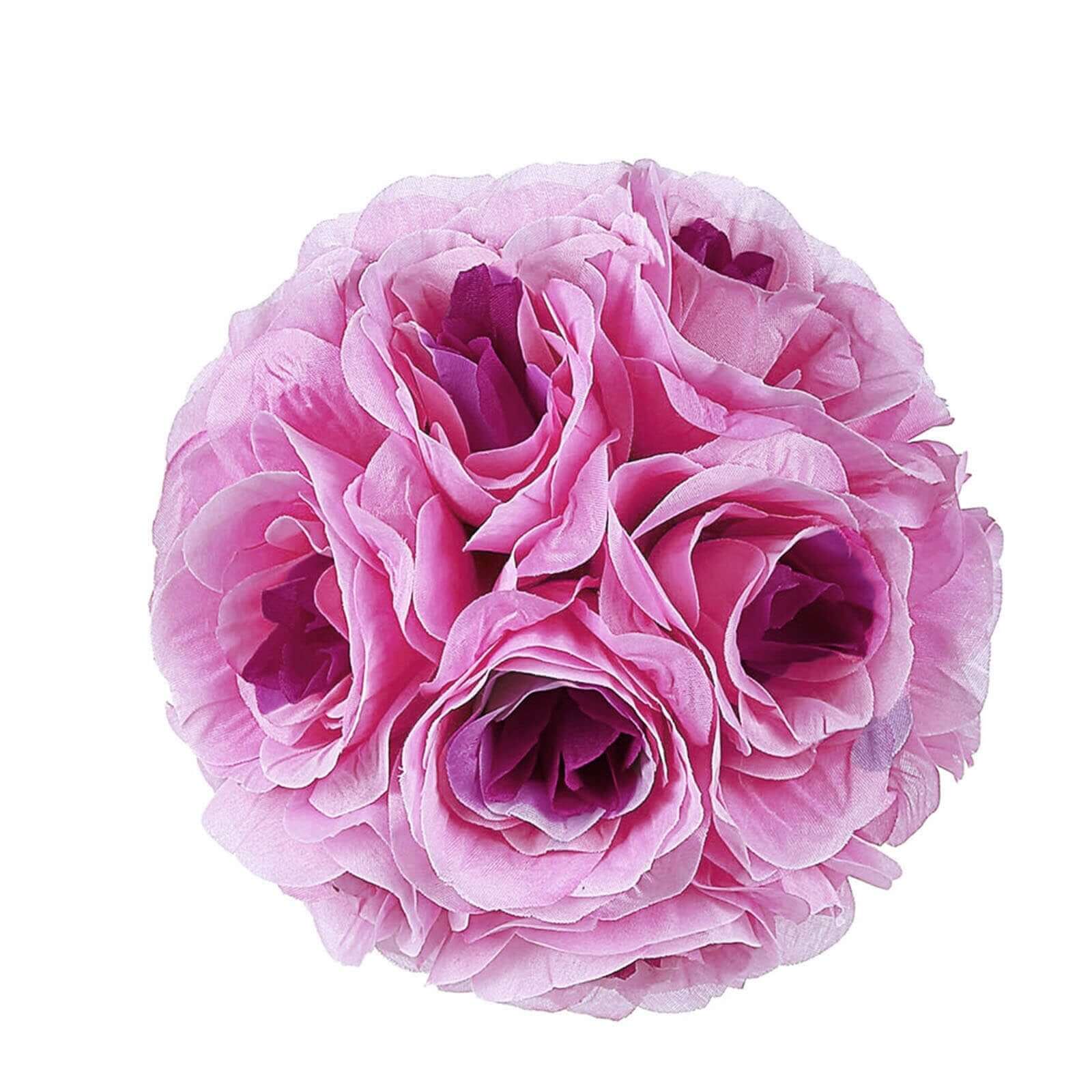 2 Pack Lavender Lilac Artificial Silk Rose Kissing Ball, Flower Ball 7