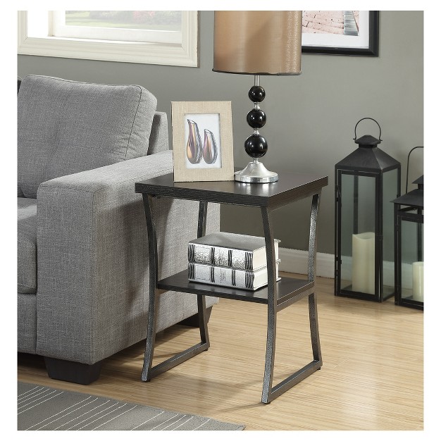 X Calibur End Table Espresso slate Gray Breighton Home