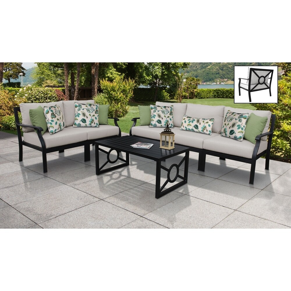 kathy ireland Homes   Gardens Madison Ave. 6 Piece Outdoor Aluminum Patio Furniture Set 06m