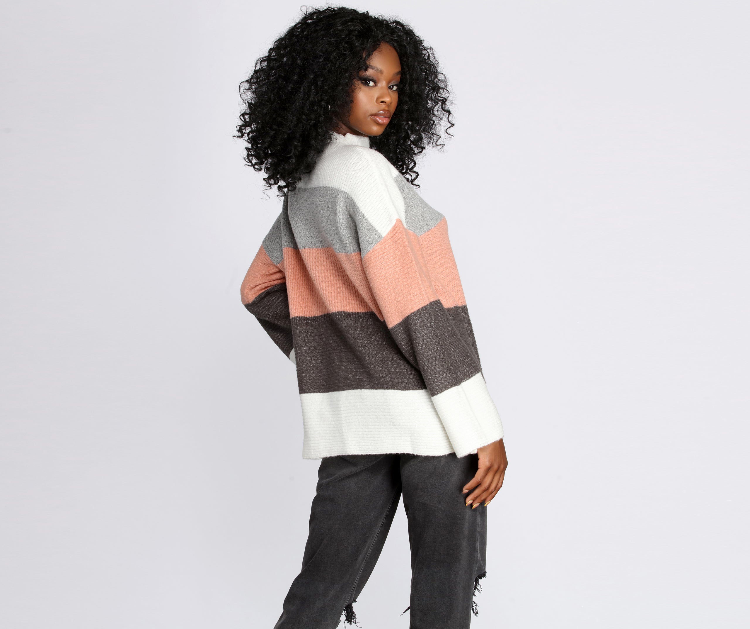 Mock Neck Colorblock Sweater